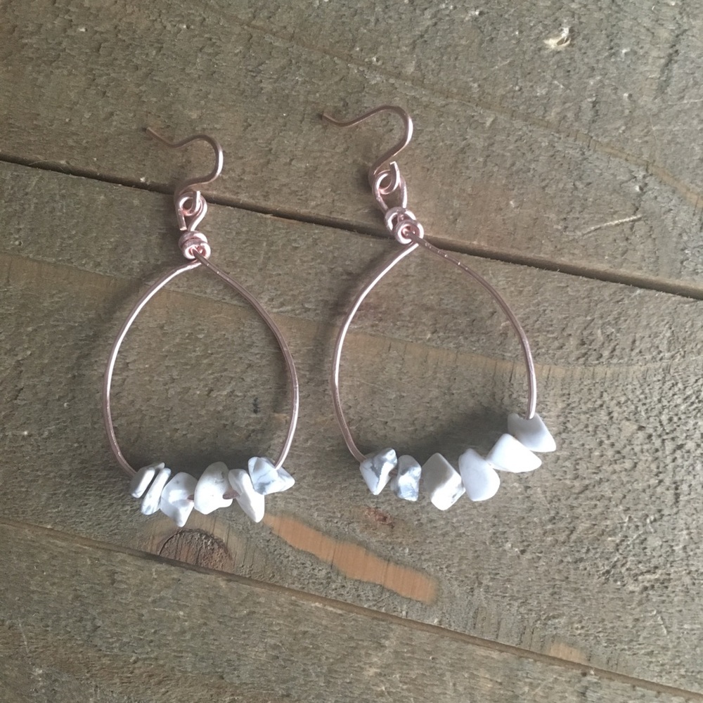 3 for $30 Rose Gold White Howlite Earrings - Picture 3 of 3